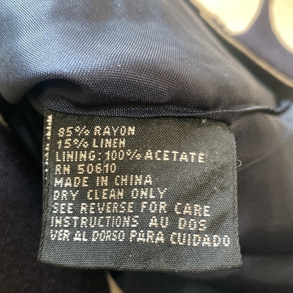 Navy and off white floral suit jacket size 4 - Picture 6 of 10